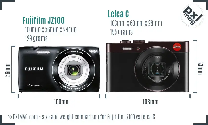 Fujifilm JZ100 vs Leica C size comparison