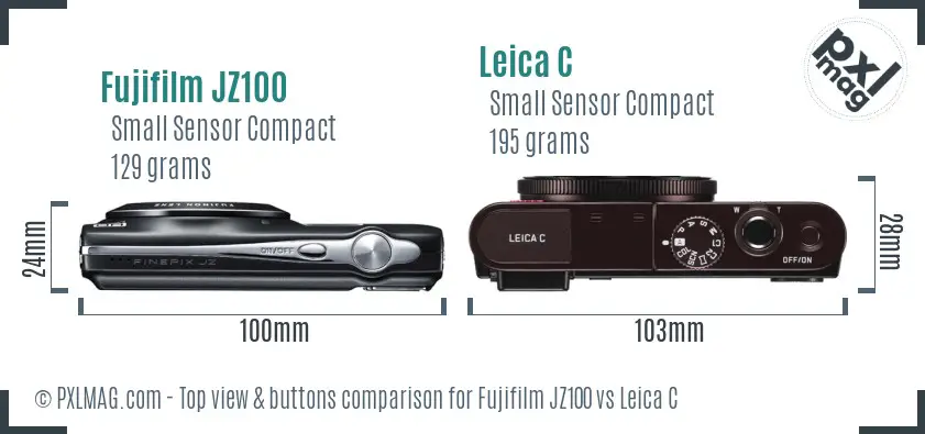 Fujifilm JZ100 vs Leica C top view buttons comparison