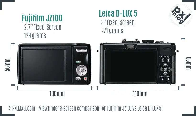 Fujifilm JZ100 vs Leica D-LUX 5 Screen and Viewfinder comparison