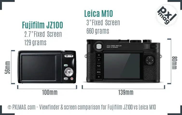 Fujifilm JZ100 vs Leica M10 Screen and Viewfinder comparison