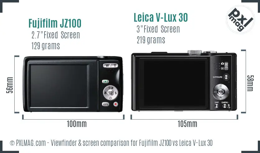Fujifilm JZ100 vs Leica V-Lux 30 Screen and Viewfinder comparison