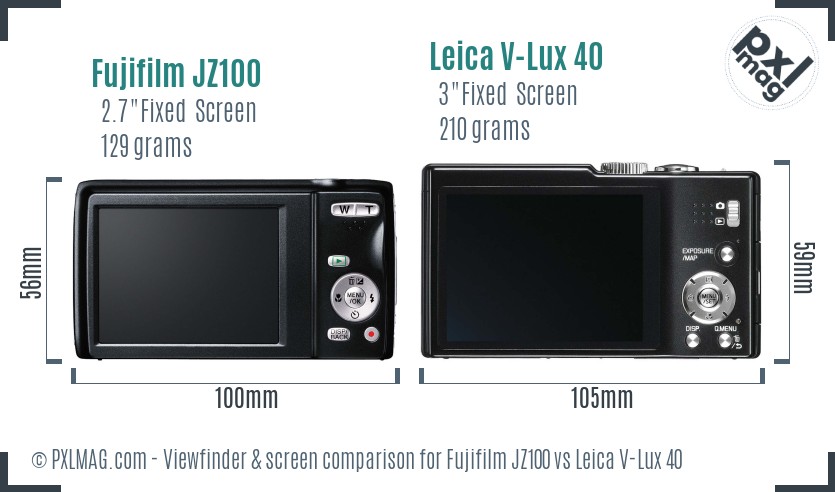 Fujifilm JZ100 vs Leica V-Lux 40 Screen and Viewfinder comparison