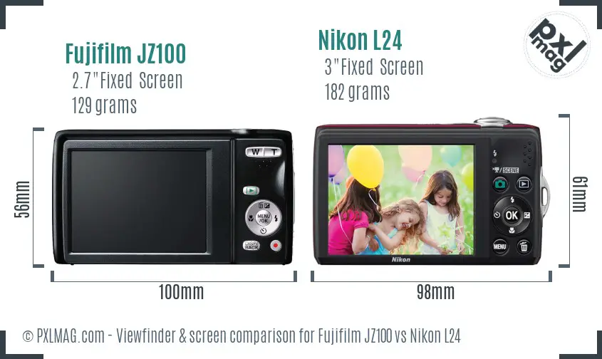 Fujifilm JZ100 vs Nikon L24 Screen and Viewfinder comparison