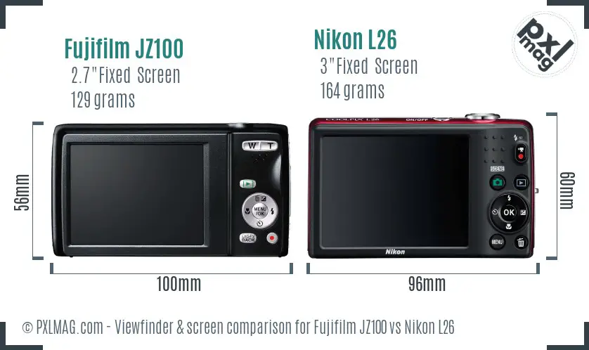 Fujifilm JZ100 vs Nikon L26 Screen and Viewfinder comparison Fujifilm JZ100 vs Nikon L26 Screen and Viewfinder comparison