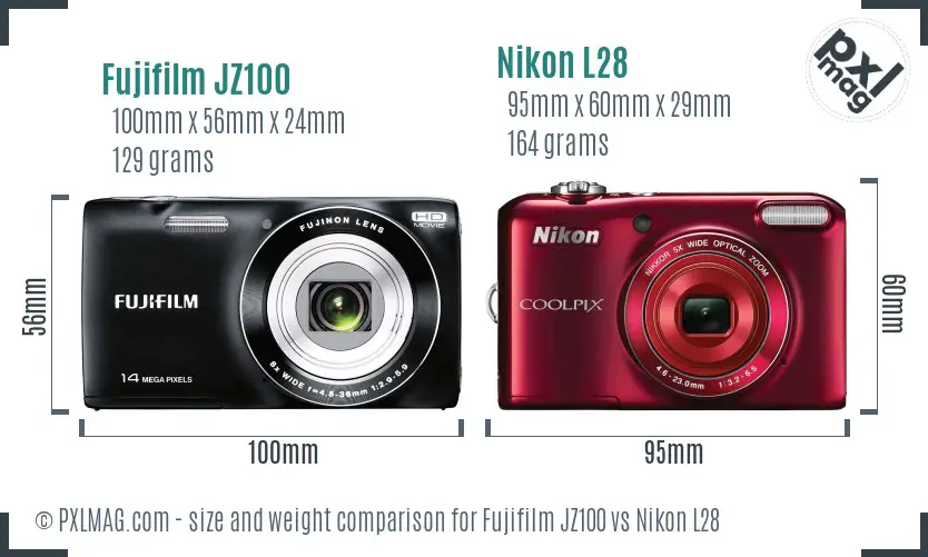 Fujifilm JZ100 vs Nikon L28 size comparison