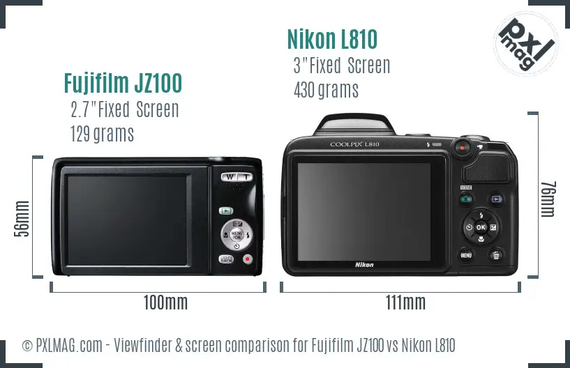 Fujifilm JZ100 vs Nikon L810 Screen and Viewfinder comparison Fujifilm JZ100 vs Nikon L810 Screen and Viewfinder comparison