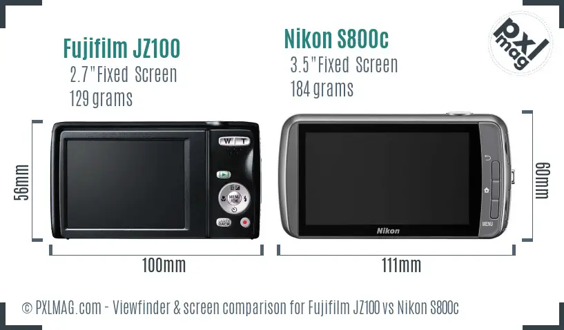 Fujifilm JZ100 vs Nikon S800c Screen and Viewfinder comparison Fujifilm JZ100 vs Nikon S800c Screen and Viewfinder comparison
