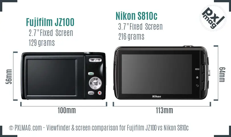Fujifilm JZ100 vs Nikon S810c Screen and Viewfinder comparison Fujifilm JZ100 vs Nikon S810c Screen and Viewfinder comparison