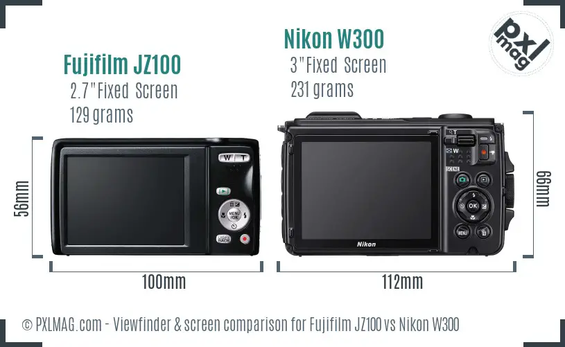 Fujifilm JZ100 vs Nikon W300 Screen and Viewfinder comparison Fujifilm JZ100 vs Nikon W300 Screen and Viewfinder comparison