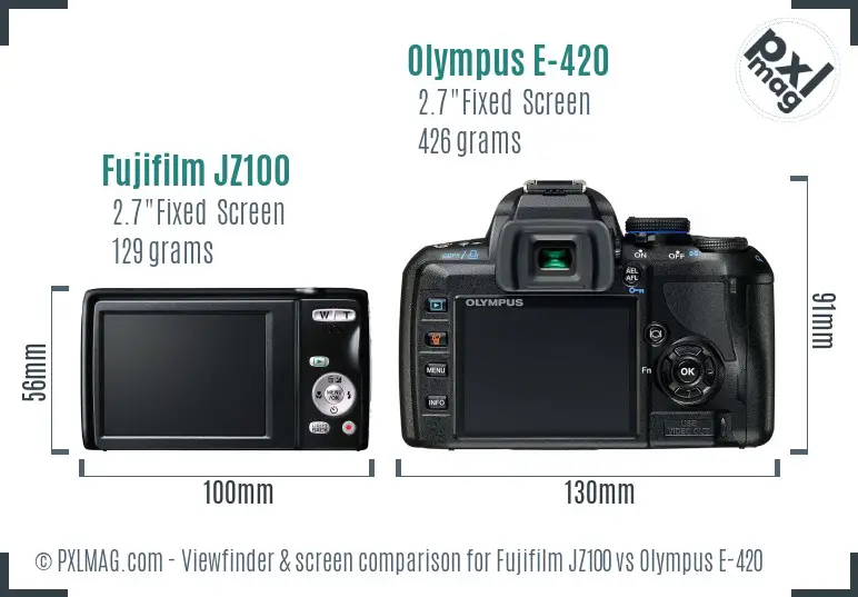Fujifilm JZ100 vs Olympus E-420 Screen and Viewfinder comparison