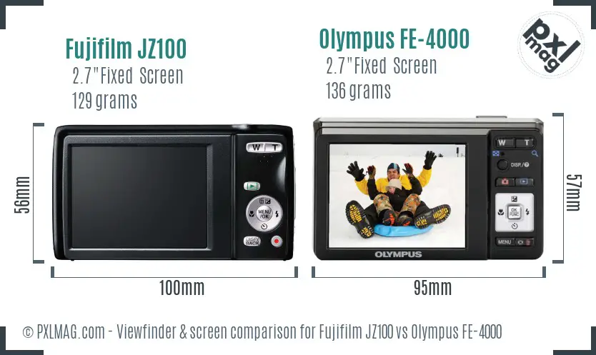 Fujifilm JZ100 vs Olympus FE-4000 Screen and Viewfinder comparison