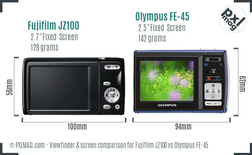Fujifilm JZ100 vs Olympus FE-45 Screen and Viewfinder comparison Fujifilm JZ100 vs Olympus FE-45 Screen and Viewfinder comparison