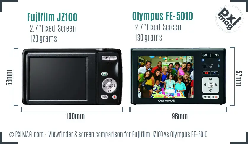 Fujifilm JZ100 vs Olympus FE-5010 Screen and Viewfinder comparison