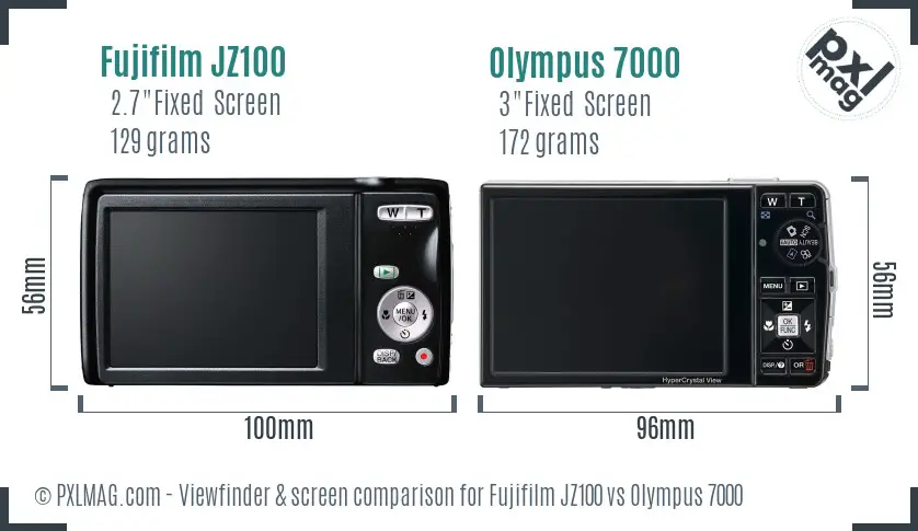Fujifilm JZ100 vs Olympus 7000 Screen and Viewfinder comparison