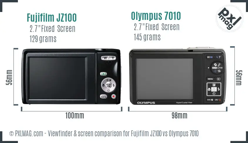 Fujifilm JZ100 vs Olympus 7010 Screen and Viewfinder comparison
