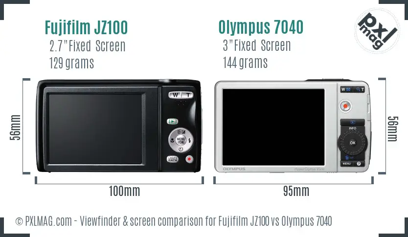 Fujifilm JZ100 vs Olympus 7040 Screen and Viewfinder comparison