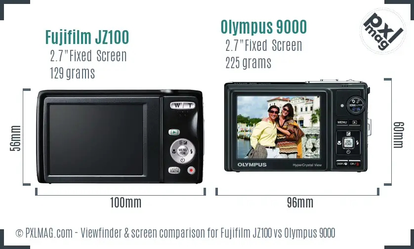 Fujifilm JZ100 vs Olympus 9000 Screen and Viewfinder comparison