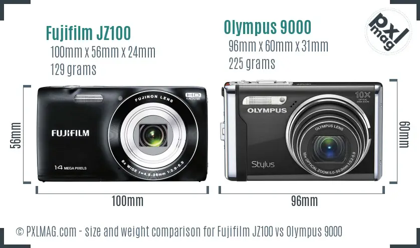 Fujifilm JZ100 vs Olympus 9000 size comparison