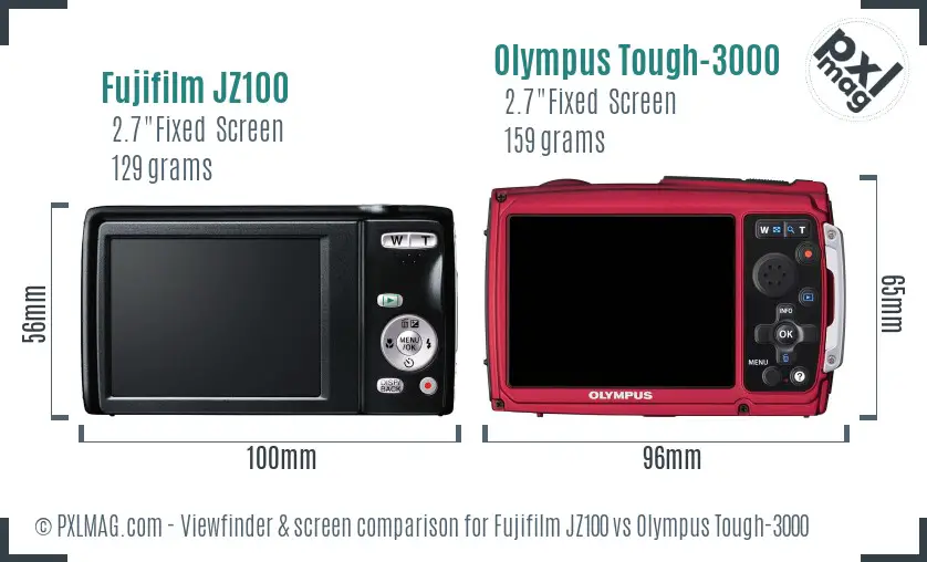 Fujifilm JZ100 vs Olympus Tough-3000 Screen and Viewfinder comparison