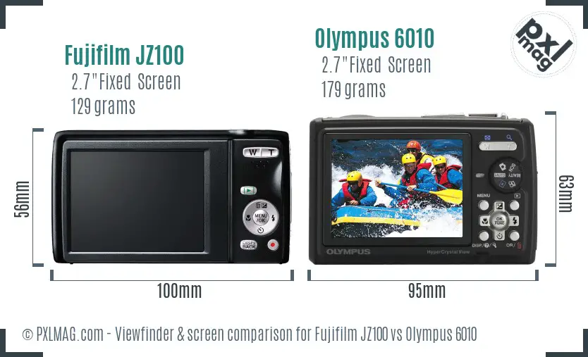 Fujifilm JZ100 vs Olympus 6010 Screen and Viewfinder comparison