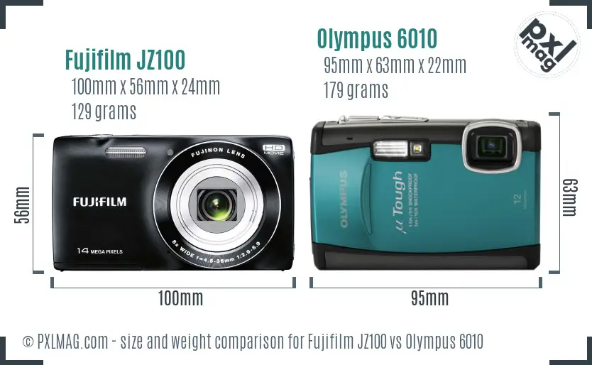 Fujifilm JZ100 vs Olympus 6010 size comparison