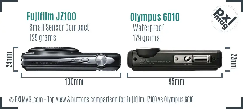 Fujifilm JZ100 vs Olympus 6010 top view buttons comparison