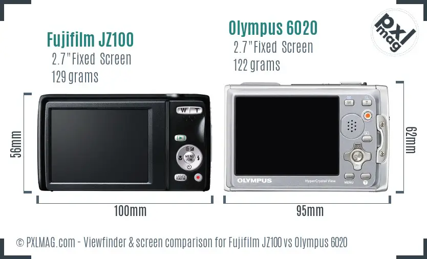 Fujifilm JZ100 vs Olympus 6020 Screen and Viewfinder comparison