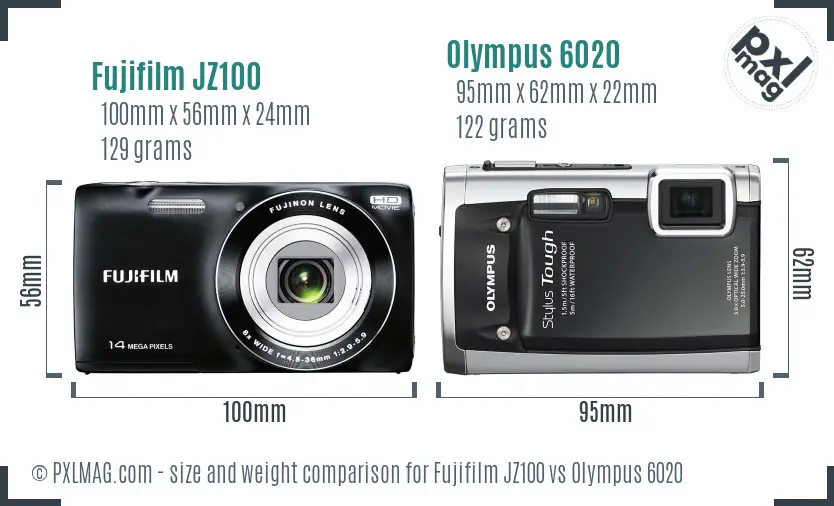 Fujifilm JZ100 vs Olympus 6020 size comparison
