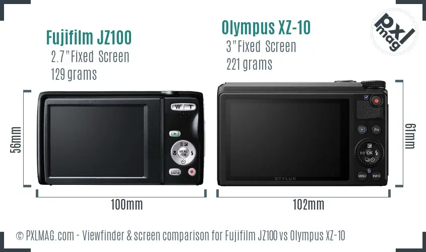 Fujifilm JZ100 vs Olympus XZ-10 Screen and Viewfinder comparison