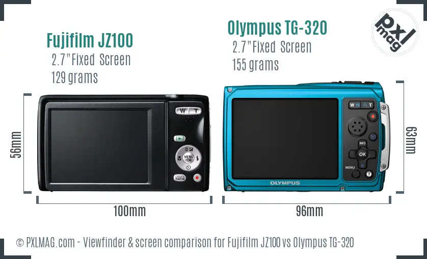 Fujifilm JZ100 vs Olympus TG-320 Screen and Viewfinder comparison