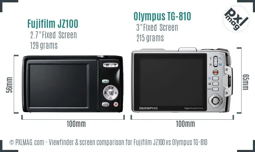 Fujifilm JZ100 vs Olympus TG-810 Screen and Viewfinder comparison