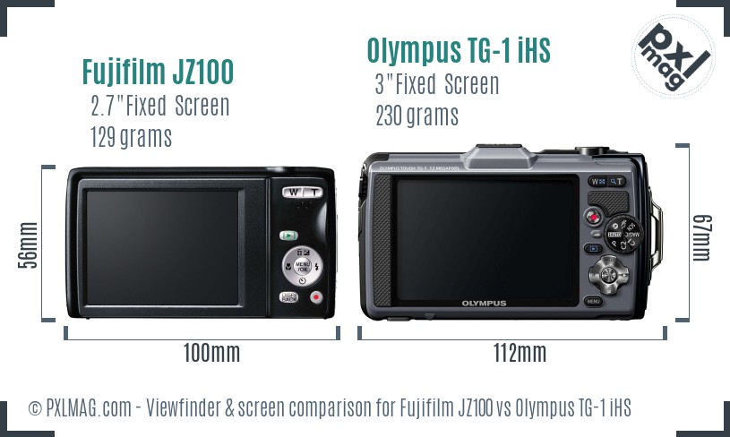 Fujifilm JZ100 vs Olympus TG-1 iHS Screen and Viewfinder comparison