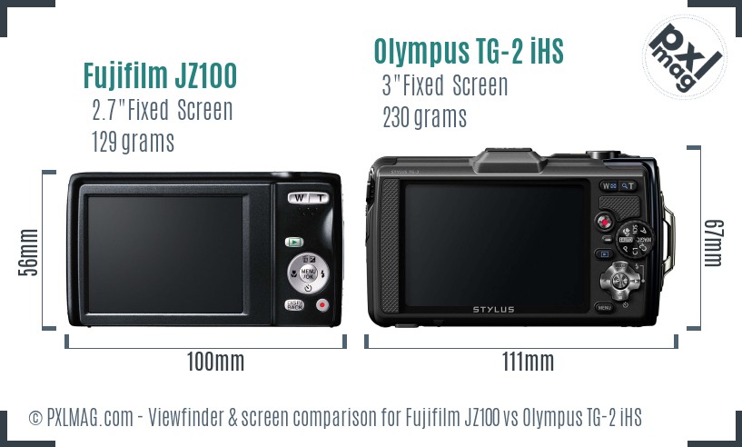 Fujifilm JZ100 vs Olympus TG-2 iHS Screen and Viewfinder comparison