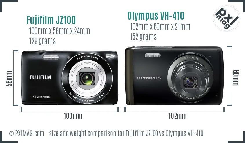 Fujifilm JZ100 vs Olympus VH-410 size comparison