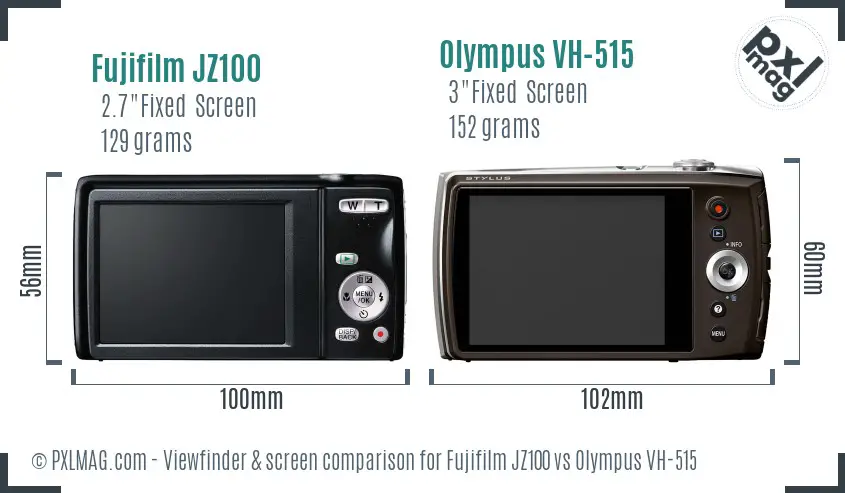 Fujifilm JZ100 vs Olympus VH-515 Screen and Viewfinder comparison