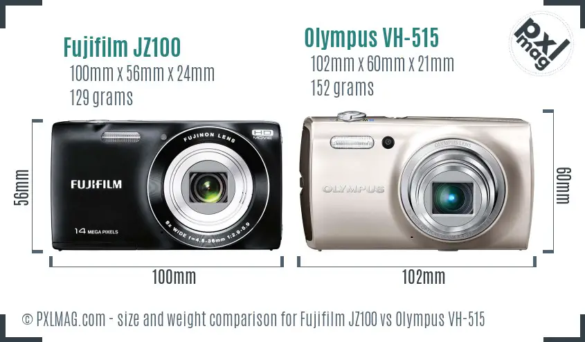 Fujifilm JZ100 vs Olympus VH-515 size comparison