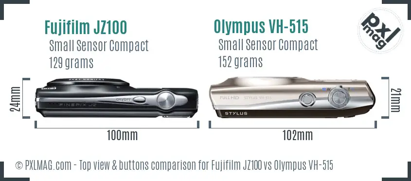 Fujifilm JZ100 vs Olympus VH-515 top view buttons comparison