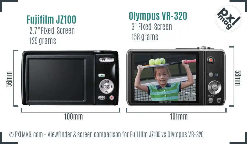 Fujifilm JZ100 vs Olympus VR-320 Screen and Viewfinder comparison