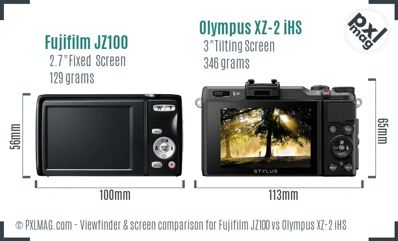 Fujifilm JZ100 vs Olympus XZ-2 iHS Screen and Viewfinder comparison