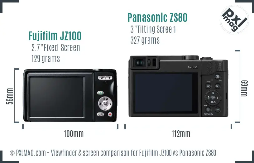 Fujifilm JZ100 vs Panasonic ZS80 Screen and Viewfinder comparison Fujifilm JZ100 vs Panasonic ZS80 Screen and Viewfinder comparison