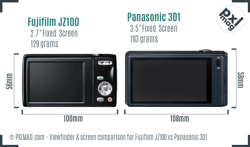 Fujifilm JZ100 vs Panasonic 3D1 Screen and Viewfinder comparison