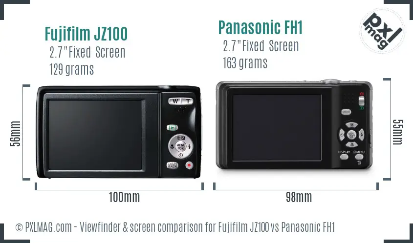 Fujifilm JZ100 vs Panasonic FH1 Screen and Viewfinder comparison