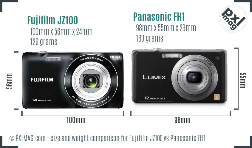 Fujifilm JZ100 vs Panasonic FH1 size comparison