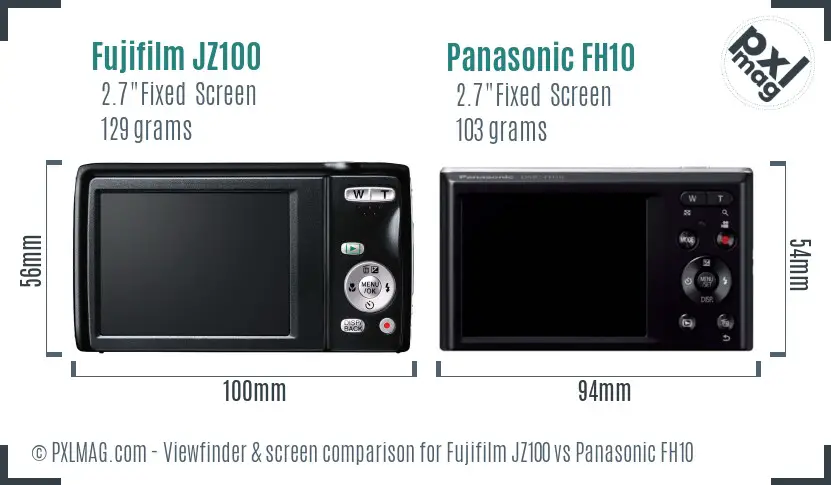 Fujifilm JZ100 vs Panasonic FH10 Screen and Viewfinder comparison