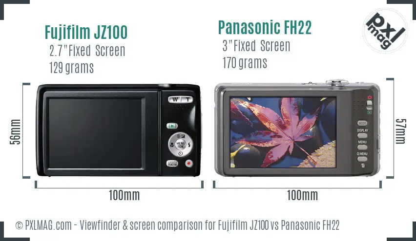 Fujifilm JZ100 vs Panasonic FH22 Screen and Viewfinder comparison