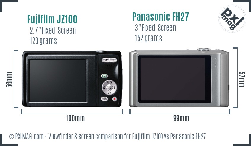 Fujifilm JZ100 vs Panasonic FH27 Screen and Viewfinder comparison