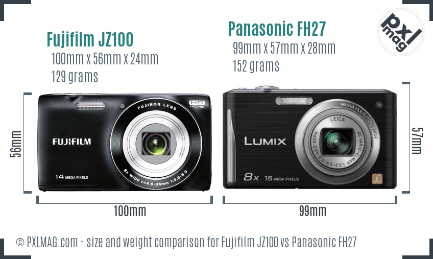 Fujifilm JZ100 vs Panasonic FH27 size comparison Fujifilm JZ100 vs Panasonic FH27 size comparison