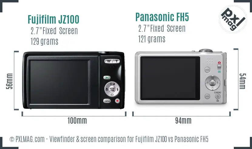 Fujifilm JZ100 vs Panasonic FH5 Screen and Viewfinder comparison