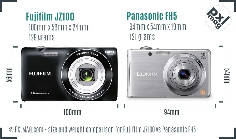 Fujifilm JZ100 vs Panasonic FH5 size comparison