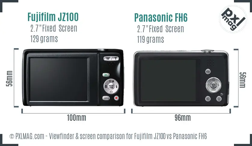 Fujifilm JZ100 vs Panasonic FH6 Screen and Viewfinder comparison